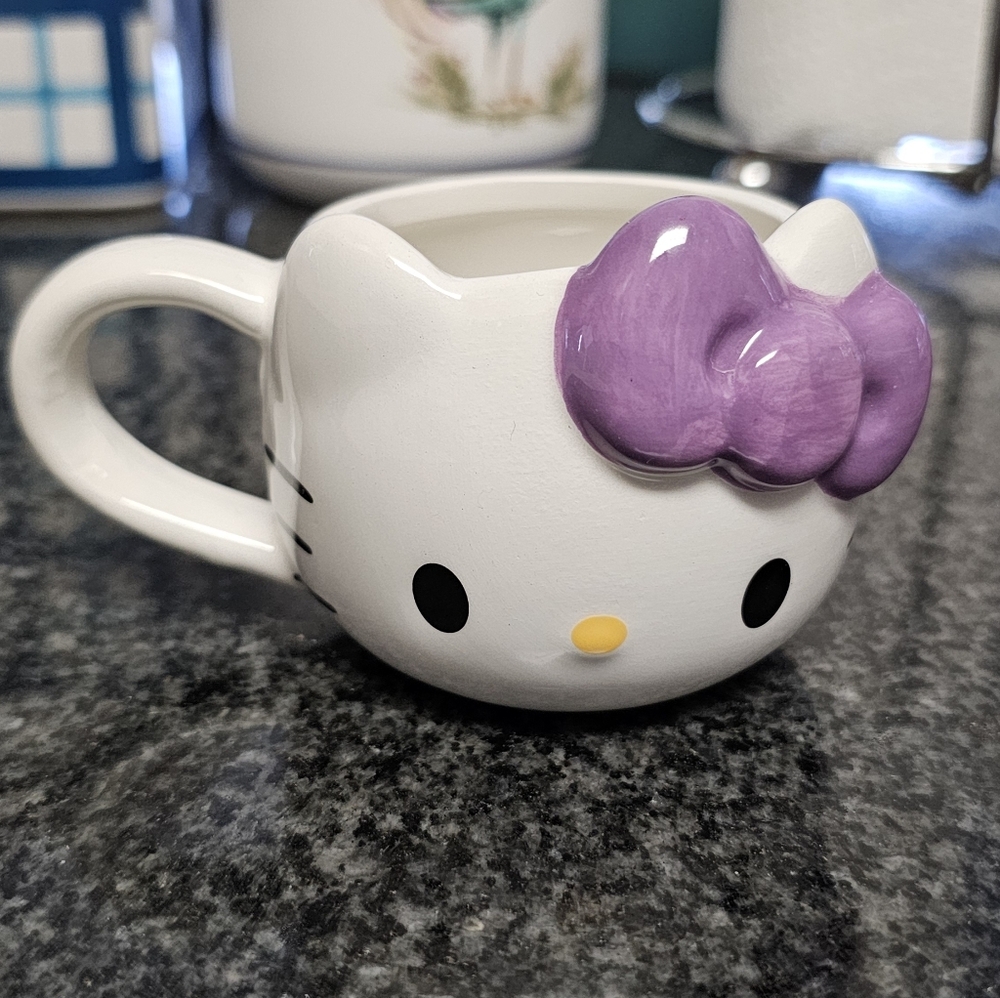 HELLO KITTY Sculpted Purple Ribbon Espresso Mug 3.5oz